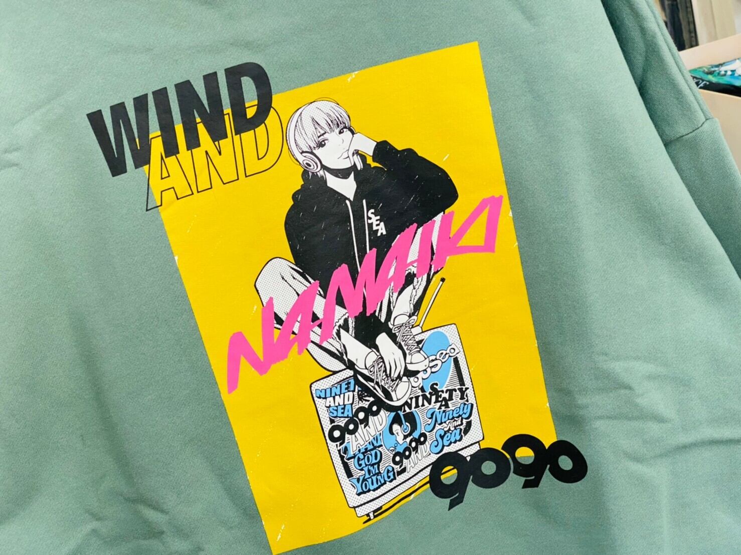 WIND AND SEA 9090 × Hime NAMAIKI GIRL HOODIE KUSUMI MINT LARGE ...