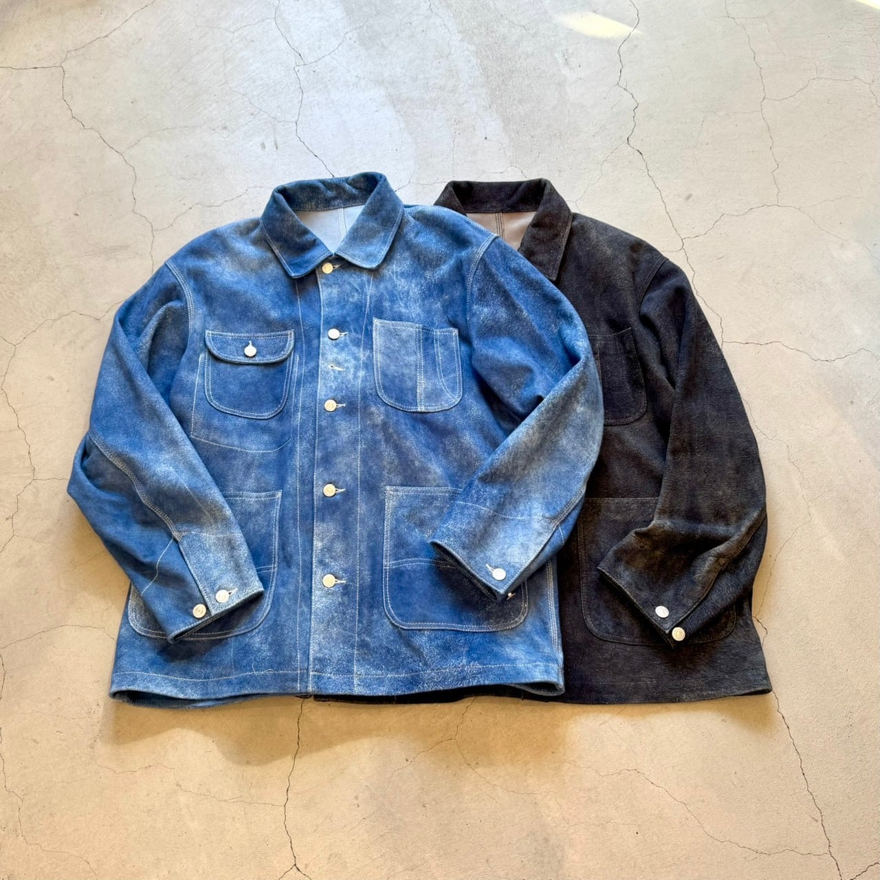 SEVEN BY SEVEN LEATHER COVERALL JACKET -Goat suede Antique finish