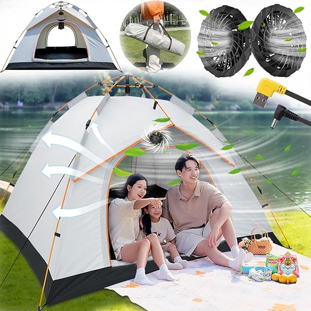 おすすめ】MOBI GARDEN テント 3-4人用 ファミリーテント 自立式 2