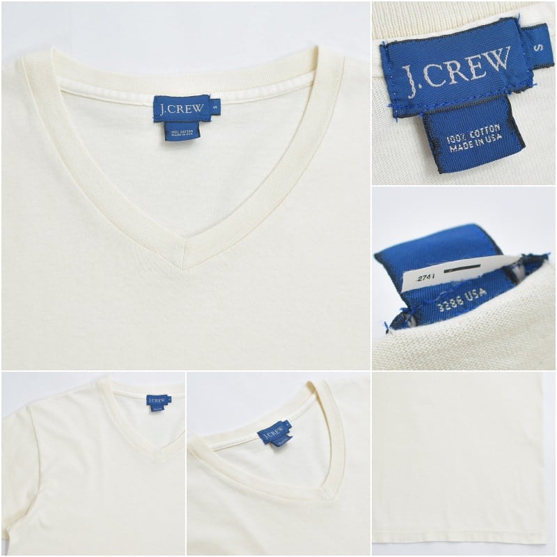 90～00s アメリカ製 J.CREW ジェイクルー Vネック ソリッド 半袖 T