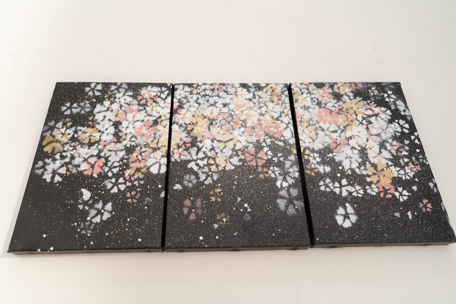 Sakura / 夜桜をテーマにした現代アート作品 3連キャンバス 絵画販売