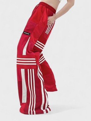 KOH ISHIGURO Upcycled Crazy Patchwork LINE wide pants -RED- Woman  model