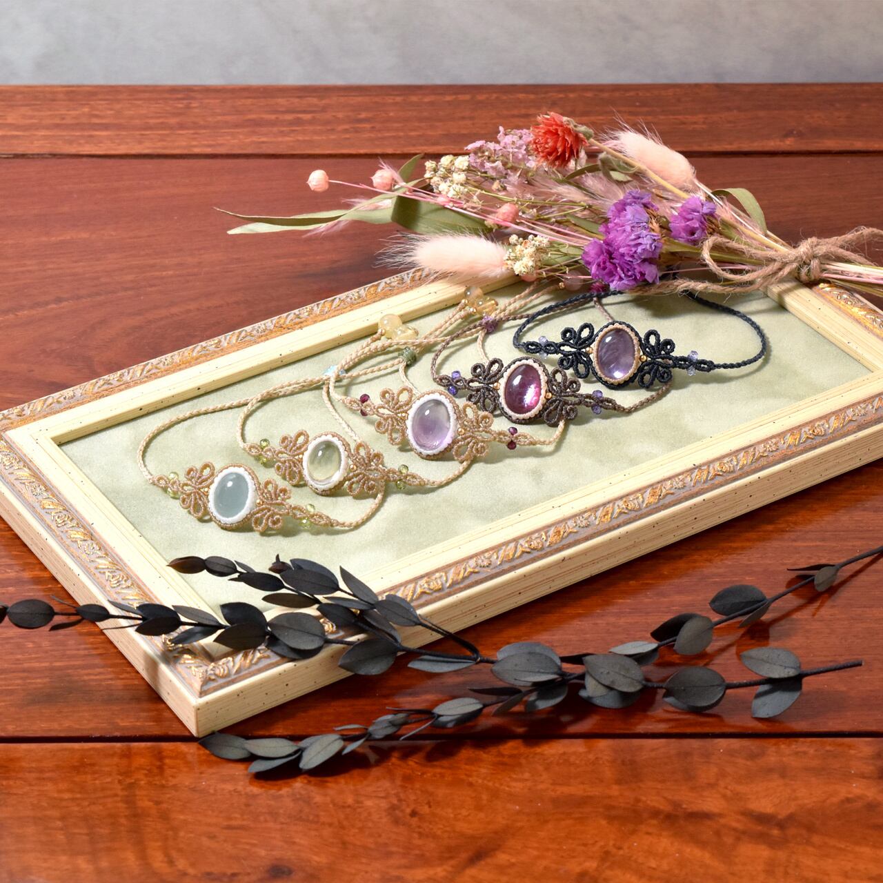 アメシストのマクラメ編みブレスレット【結びの蝶】シリーズ | 蒼天珠