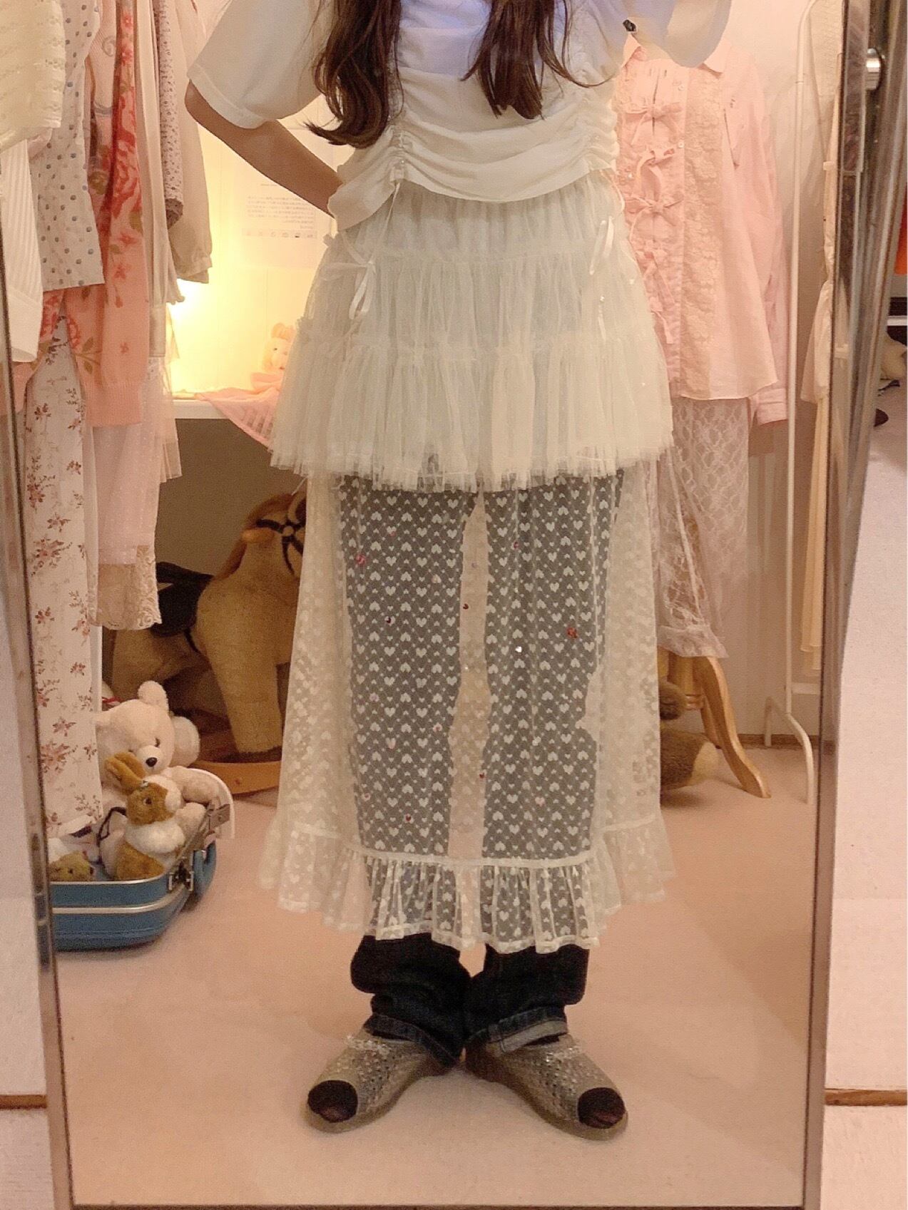 remake : invisible heart tutu lace skirt