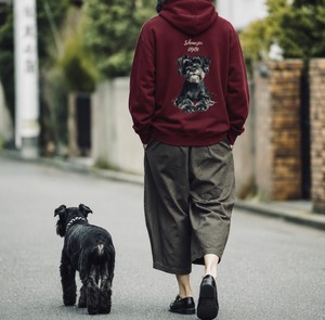 シュナウザー　黒シュナヘッドホン　ジップパーカー