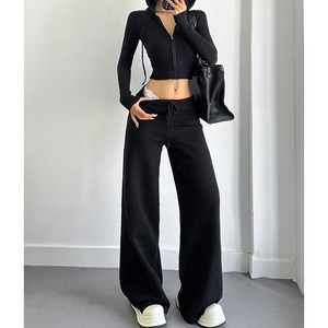 parka＆flare-pants knit sporty casual set-up la2340