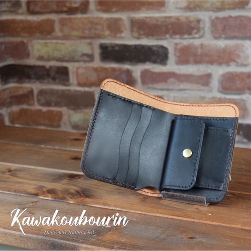 【受注制作】シンプルデザインの2つ折りハーフ財布 (KA002b2-10)