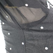 社交ダンス 衣装 スタンダードドレス ワンピース ドレス 黒 レース フリル デモ 競技 ダンス パーティ 発表会 緑 ブラック系 グリーン系 おしゃれ 大きな袖 上品 競技用 レオタード フォーマル 衣装