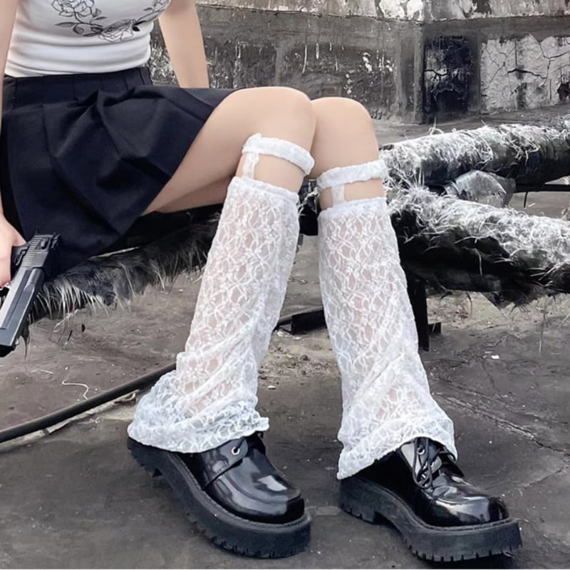 涼し気な足元に♪ シアー レース レッグカバー レッグウォーマー 靴下