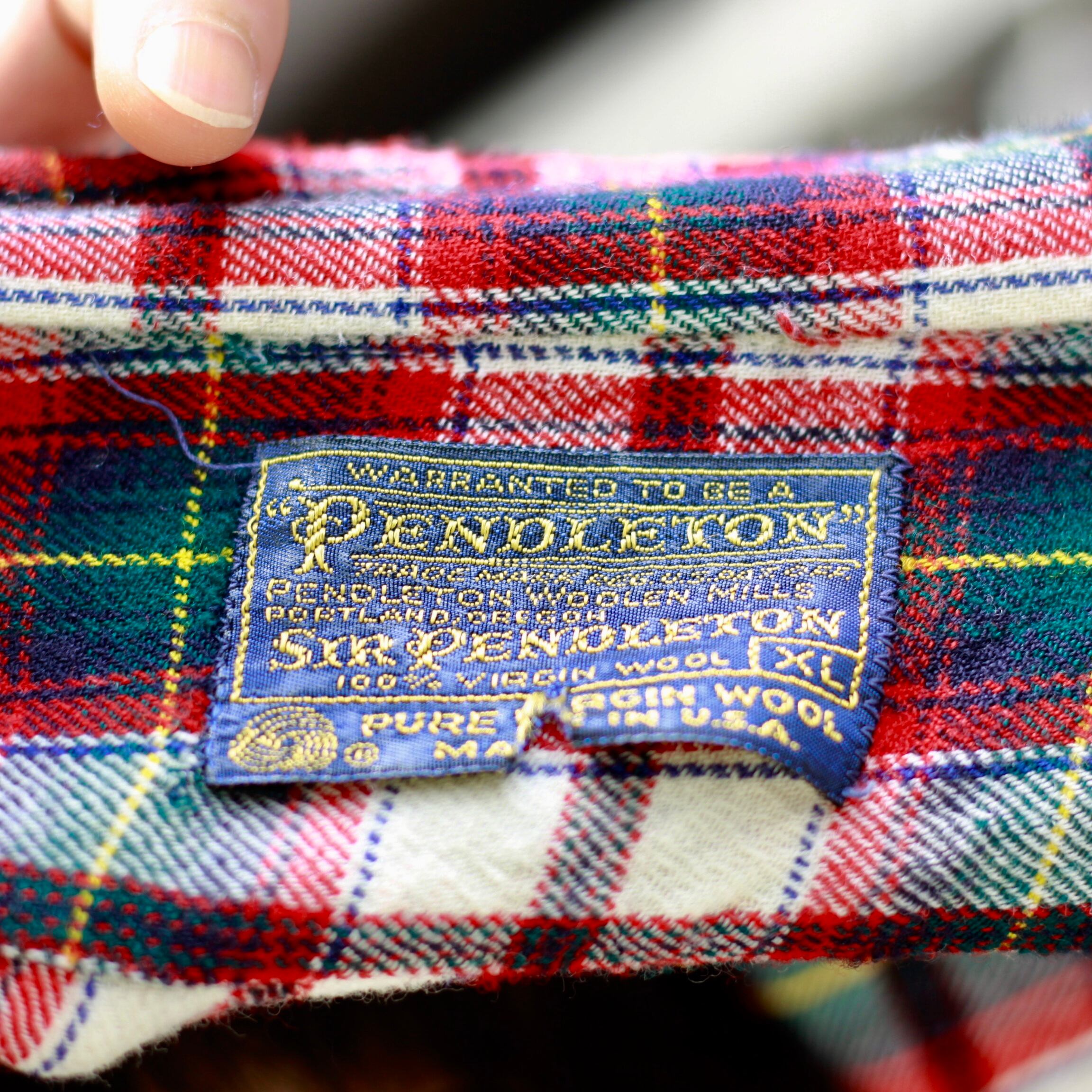 0348. 1970's sir pendleton summer wool plaid shirt 70s 70年代