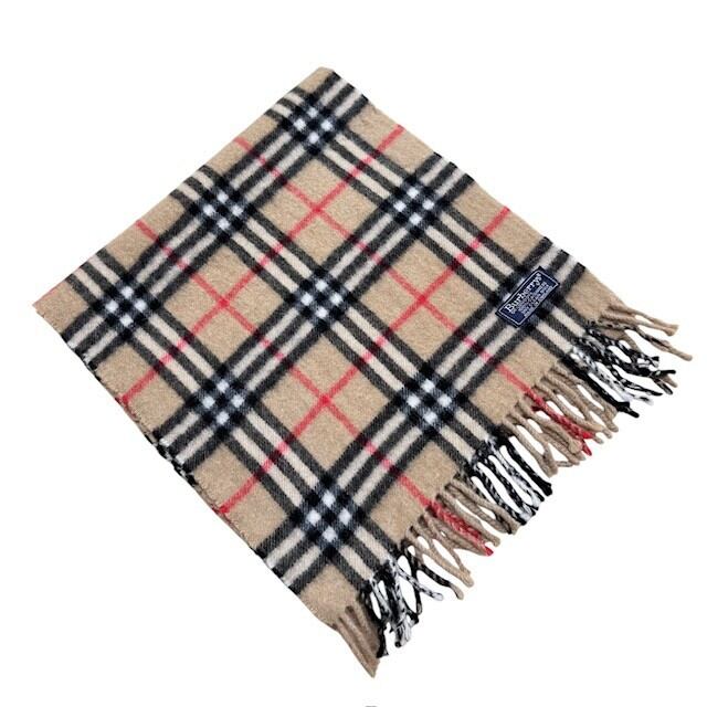 中古 バーバリーズ Burberrys マフラー クリーニング済み ノバチェック柄 カシミヤ100% イングランド製 ベージュ 男女兼用