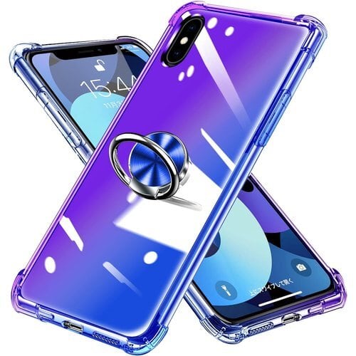 iPhone Xs Max用 ケース リング クリア グラデーション色 TPU ソフト 