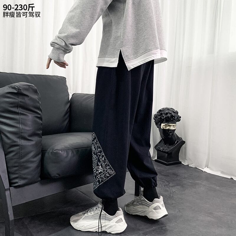 サマー薄手パンツ カジュアルFlowerデザイン 大きめサイズ 夏物 フラワーデザイン ステッチ ヒップホッププラスサイズ3452777187