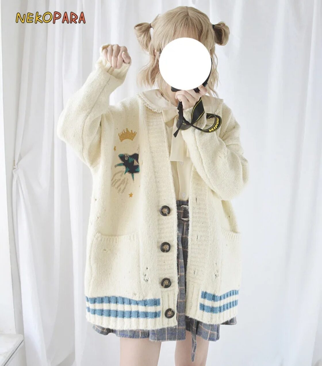 スーパーかわいい宇宙刺繍jk制服スタイルの女性のセーター長袖の冬秋 
