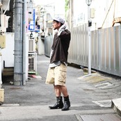 BOWWOW(バウワウ）US ARMY MOUNTAIN TROOPER SHORTS AGED、アナクロTシャツコーディネート