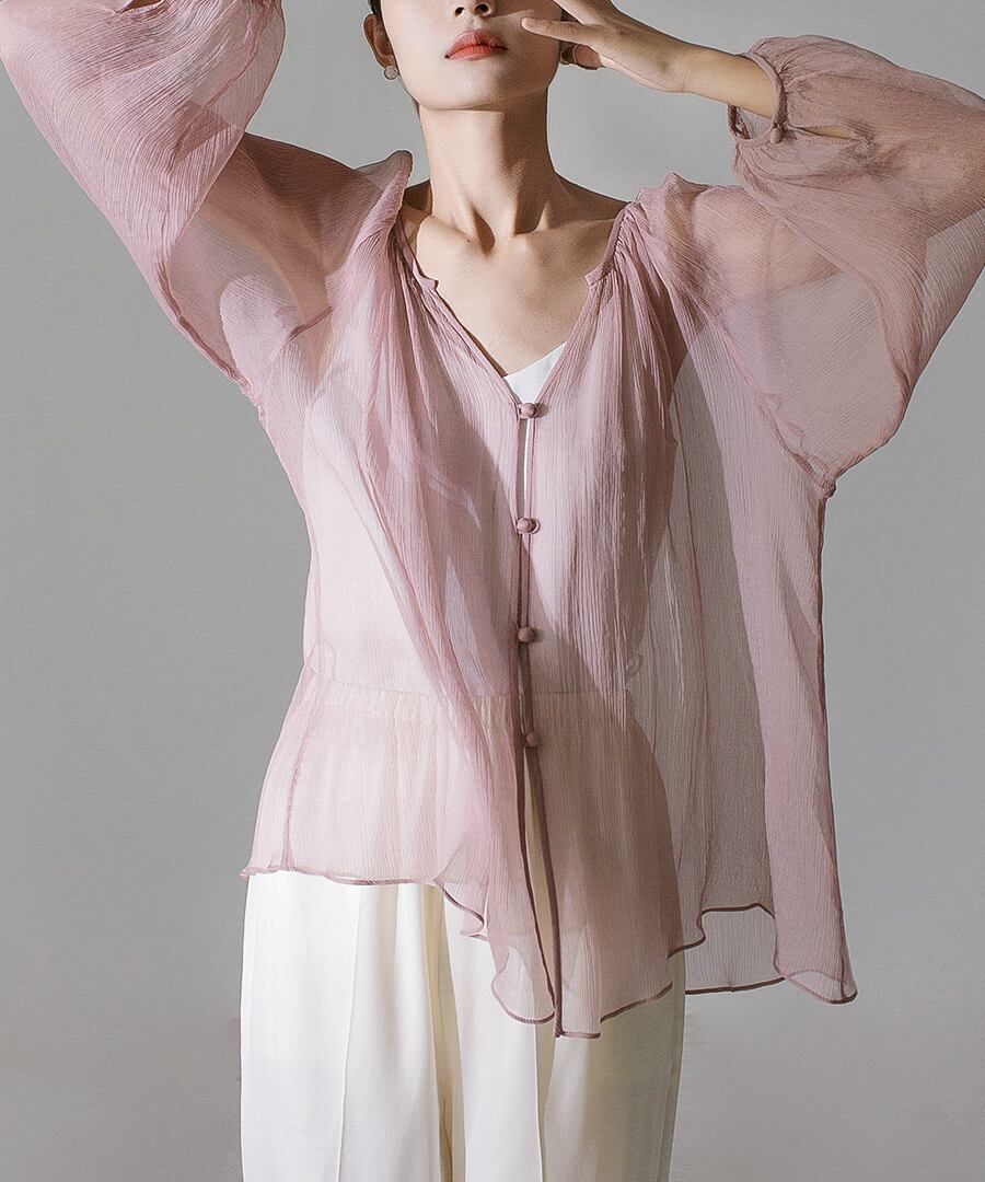 シルクシースルーブラウス【t-10226】