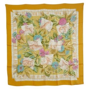 サルヴァトーレフェラガモ アニマル フラワー 花 植物 スカーフ マルチカラー シルク レディース Salvatore Ferragamo 【中古】