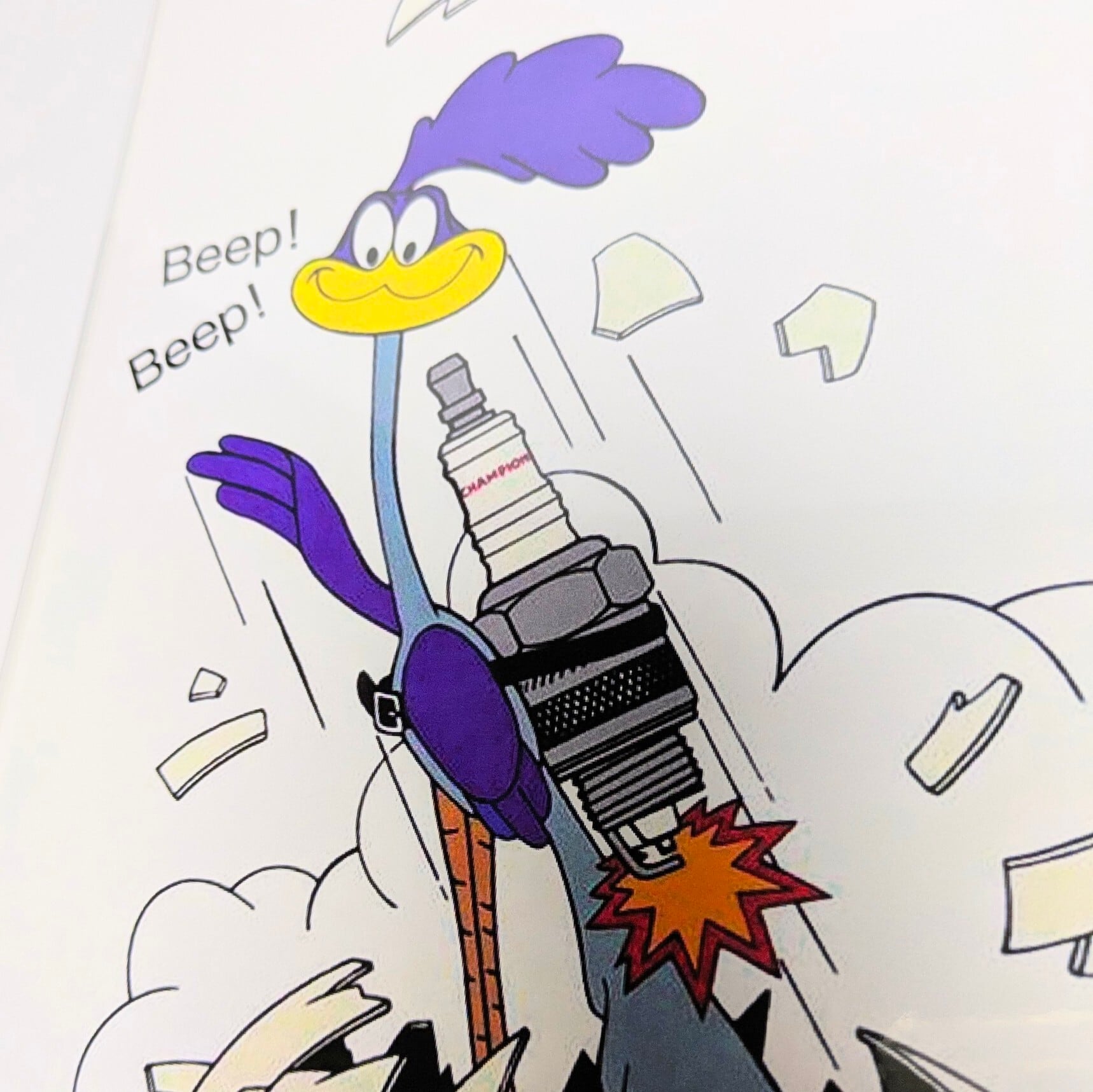 ちょうどいいB4ポスター【 Looney Tunes ( ルーニー・テューンズ )  / ロードランナー 】『 Champion Spark Plugs 』〚アメリカン雑貨 アメトイ〛