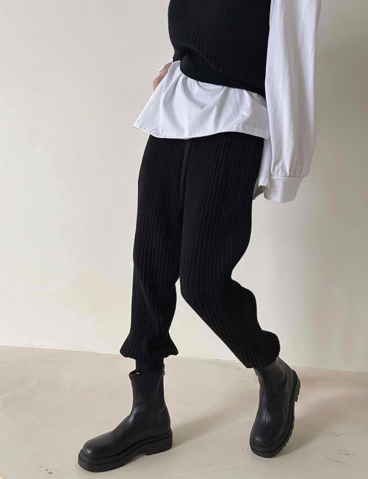 【新作5%OFF・3日間】Chunky Rib-knit Joggers_2colors