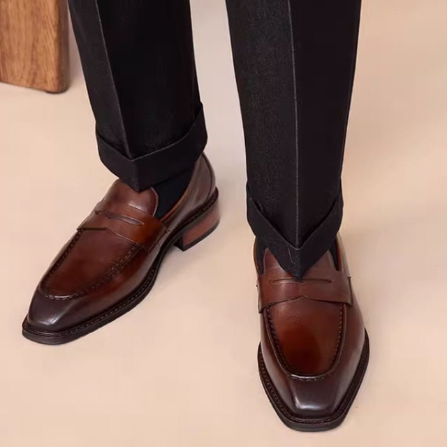 スクエアトゥカジュアル本革シューズ SH0076