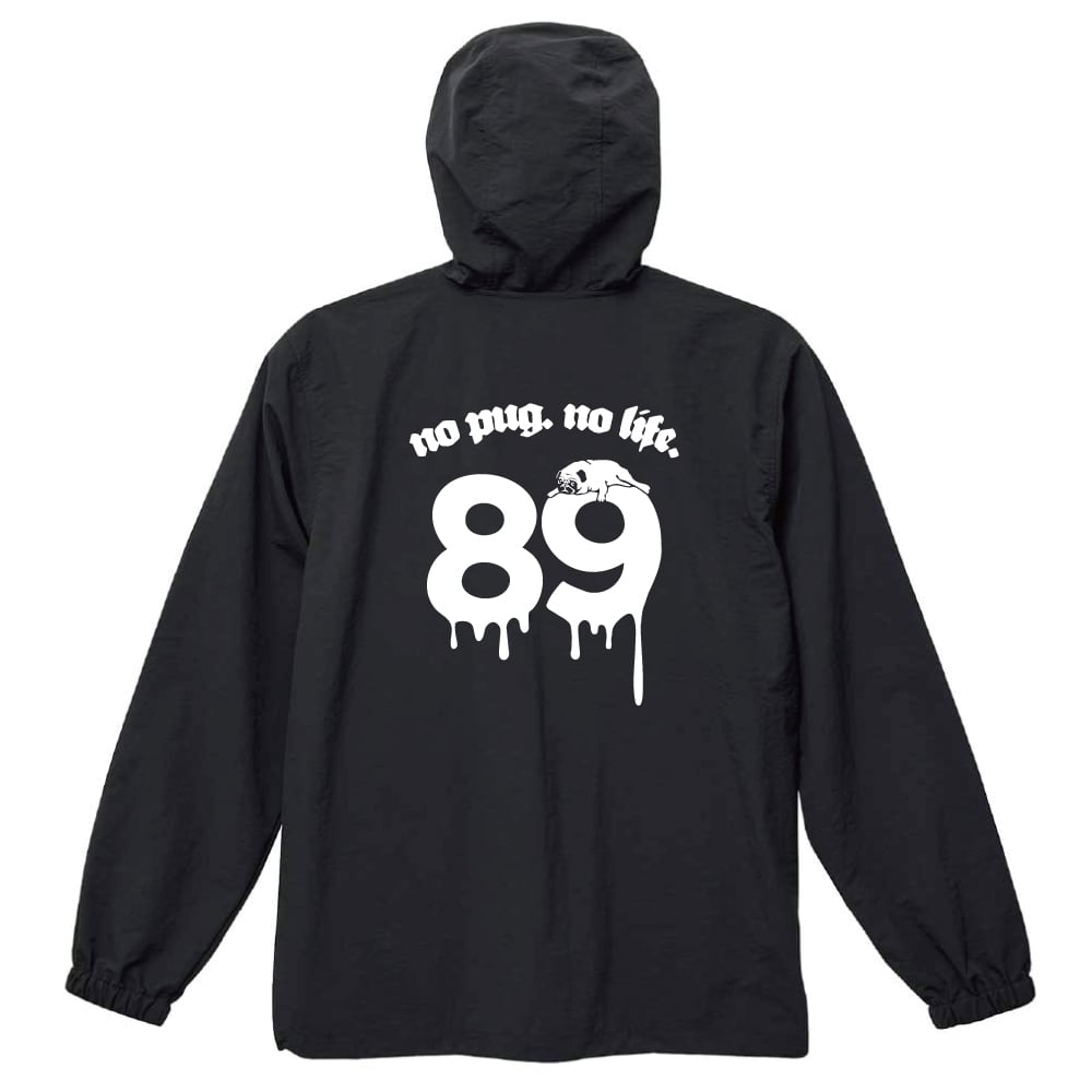 No89 コットンライク ナイロン アノラック パーカ【ブラック】