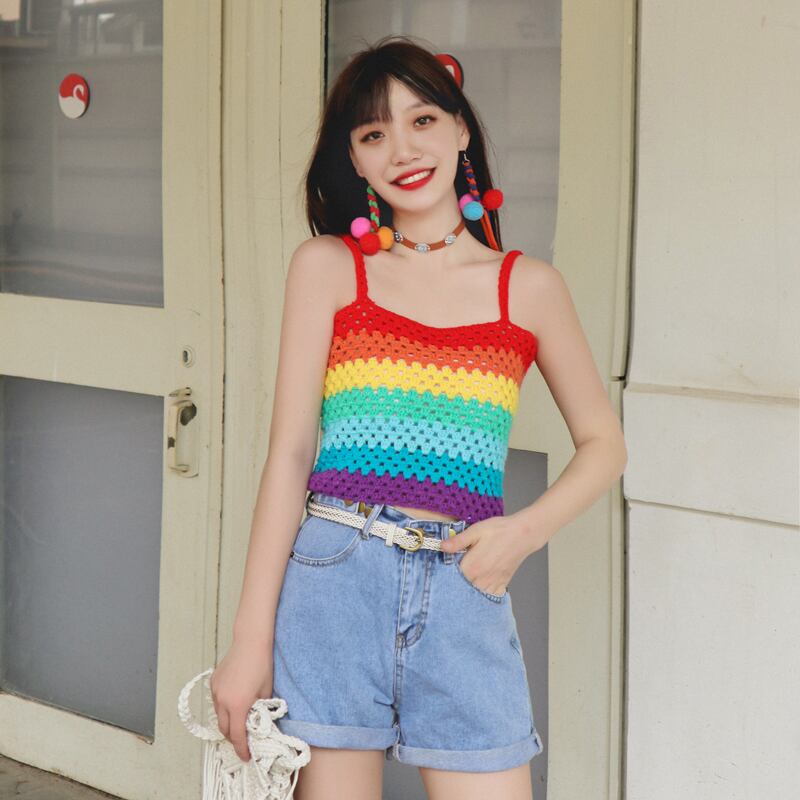 ボヘミアンサマーカラーノースリーブ 夏物 延命家ファッション96139643427