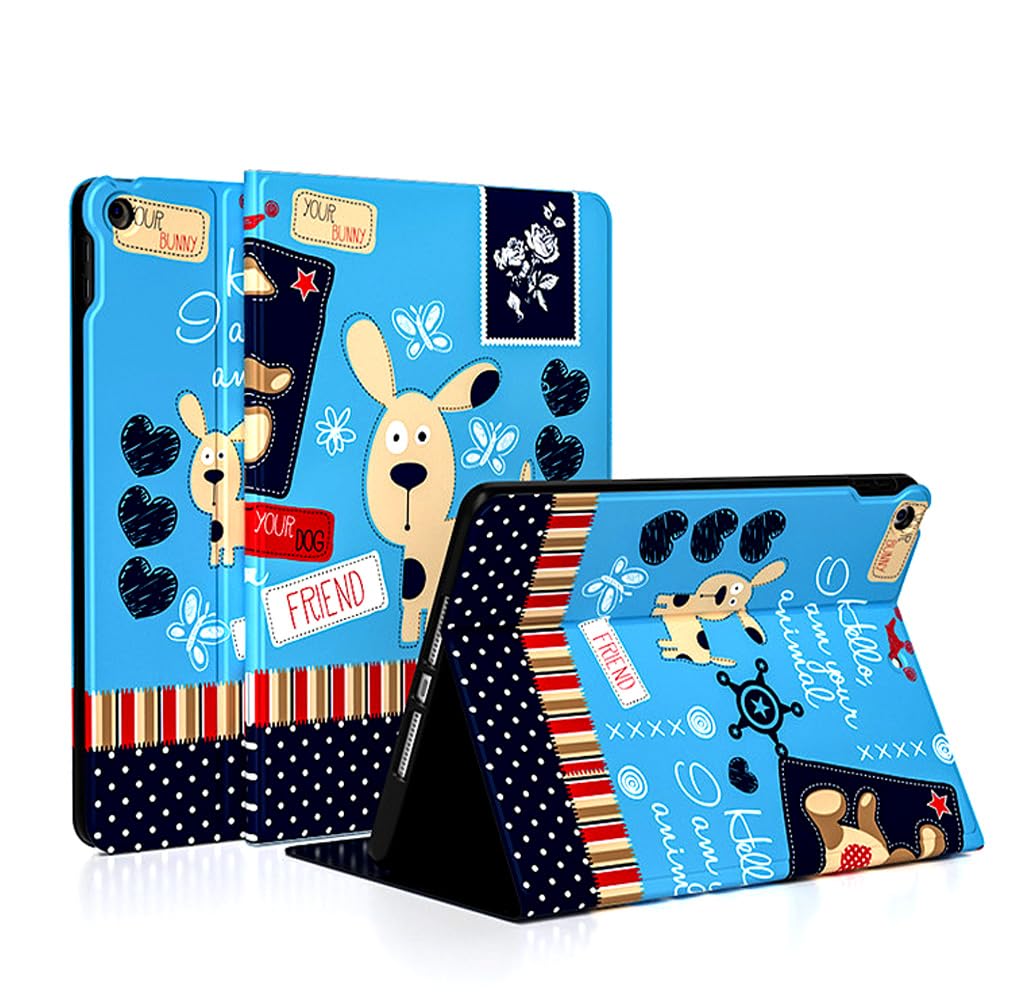ワンちゃん iPad 第7/8/9世代 兼用 ケース 10.2 インチ iPad ケース 可愛い キャラクター アイパッド タブレットカバー オートスリープ スタンド機能付 (ワンちゃん)