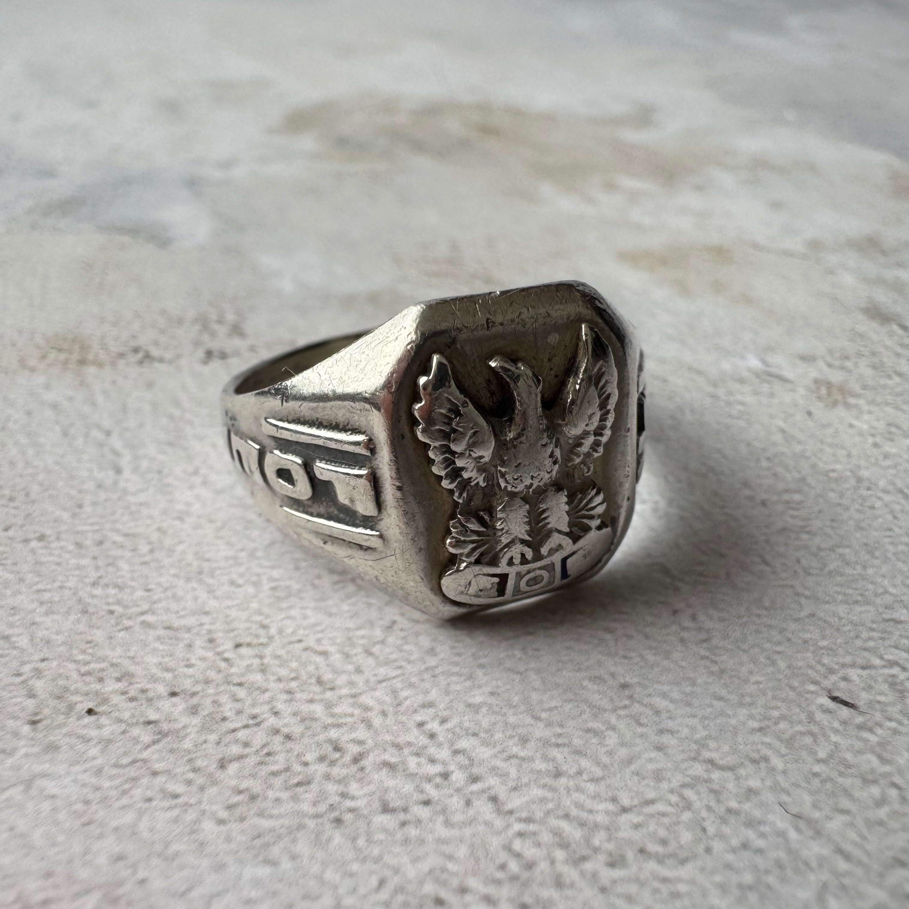 Vintage FOE Eagle Design Ring Silver925 Size22 Made in USA