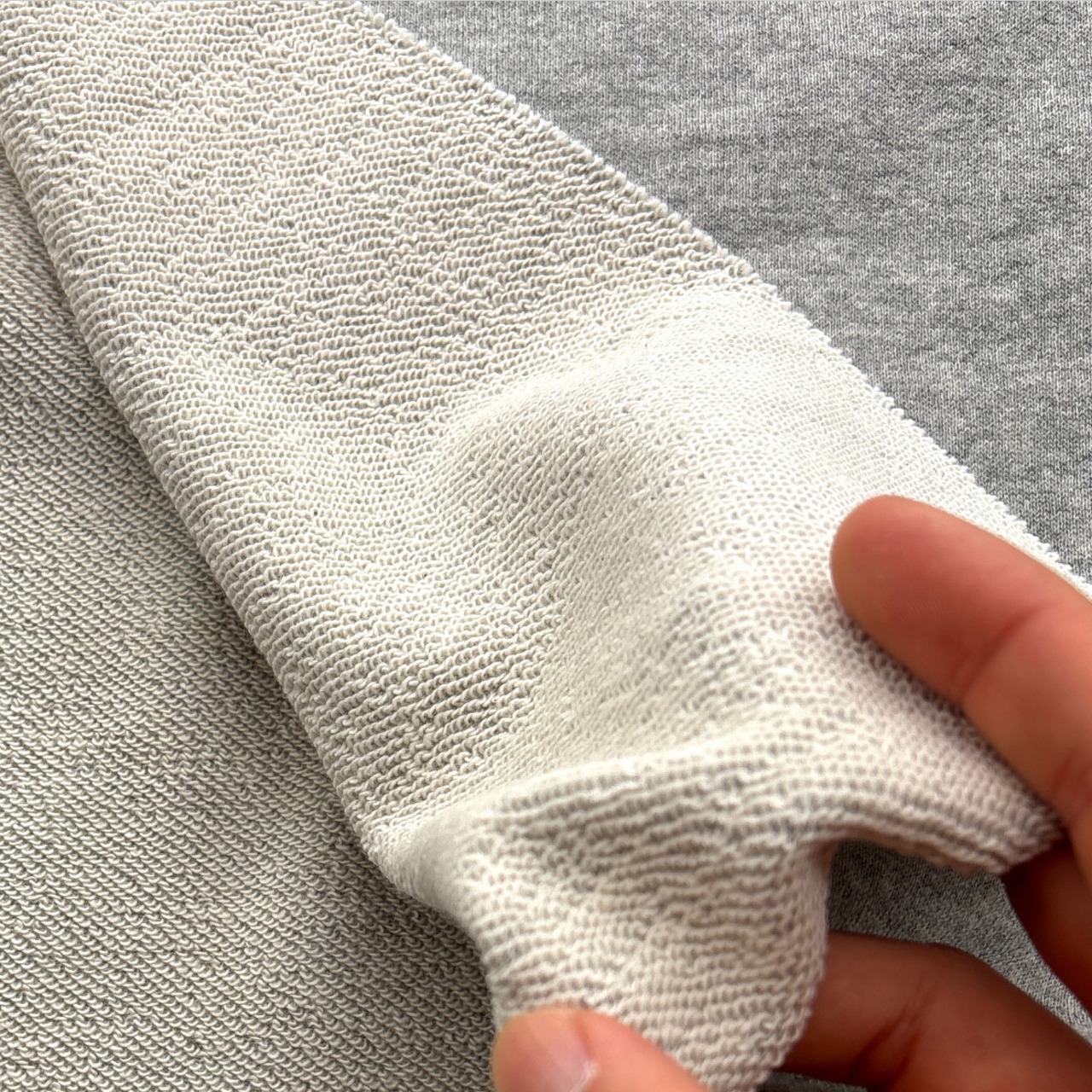 ★TC531◆2ｍ◆綿100%裏毛ニット生地◆杢調グレー