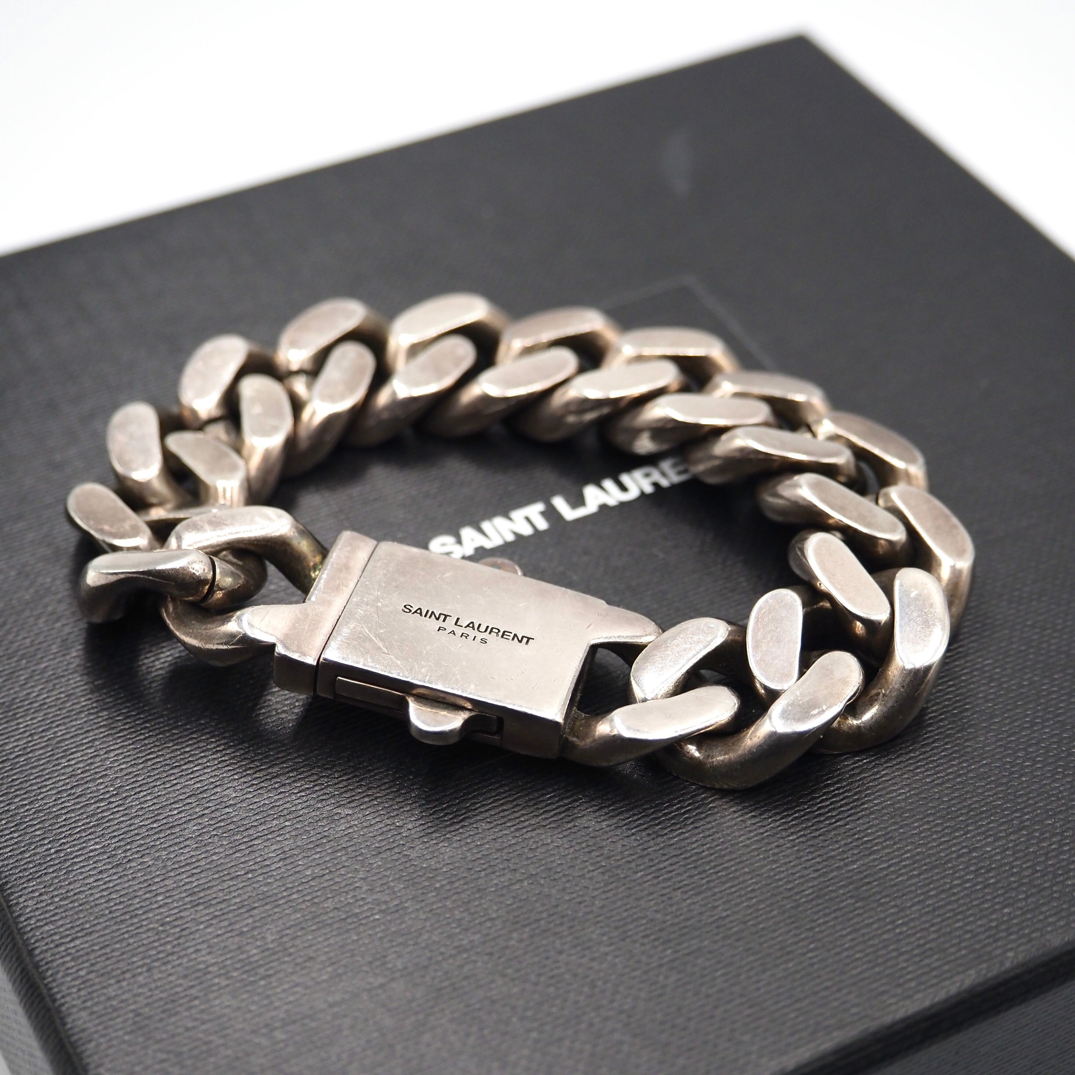 Saint Laurentカーブチェーンブレスレット サンローランSAINTLAURENT カーフスキンブレスレットSサイズ