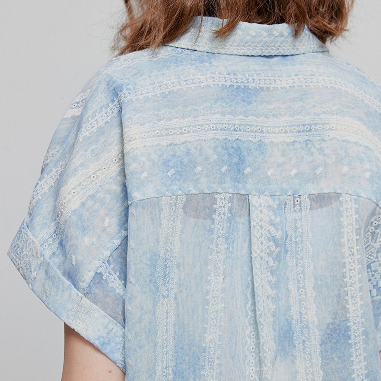 Blue Sheer Short Sleeve Shirt / ブルー シアー ショート袖 シャツ