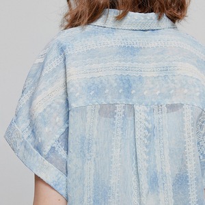 Blue Sheer Short Sleeve Shirt / ブルー シアー ショート袖 シャツ