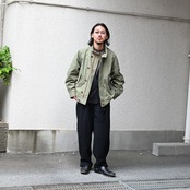 Nonnotte(ノノット)Minimum Smoking Jacketと山内(ヤマウチ)ツナギパンツコーディネート