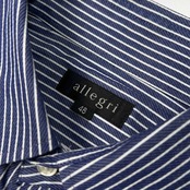 allegri アレグリ ストライプ BOX丈 半袖シャツ サイズ 48(L) /ブルー系/三陽商会/日本製