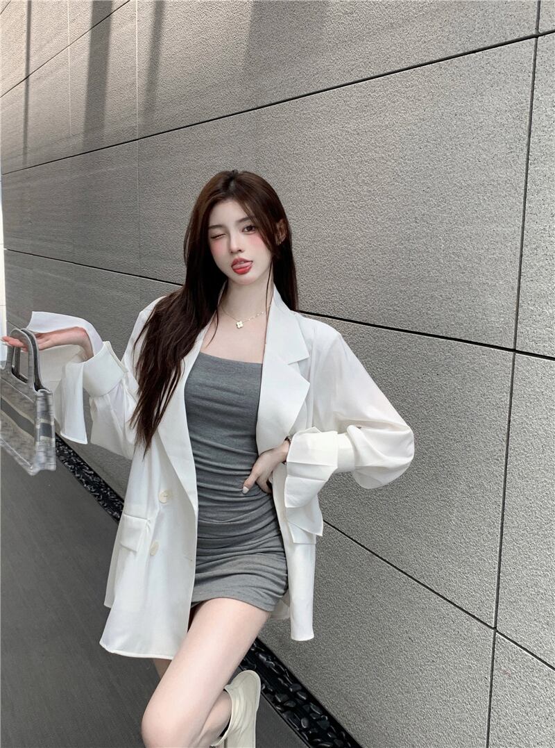 スタイルジャケット オータム薄手 ロング ストリート 秋物 ブラックストロベリース98303862907