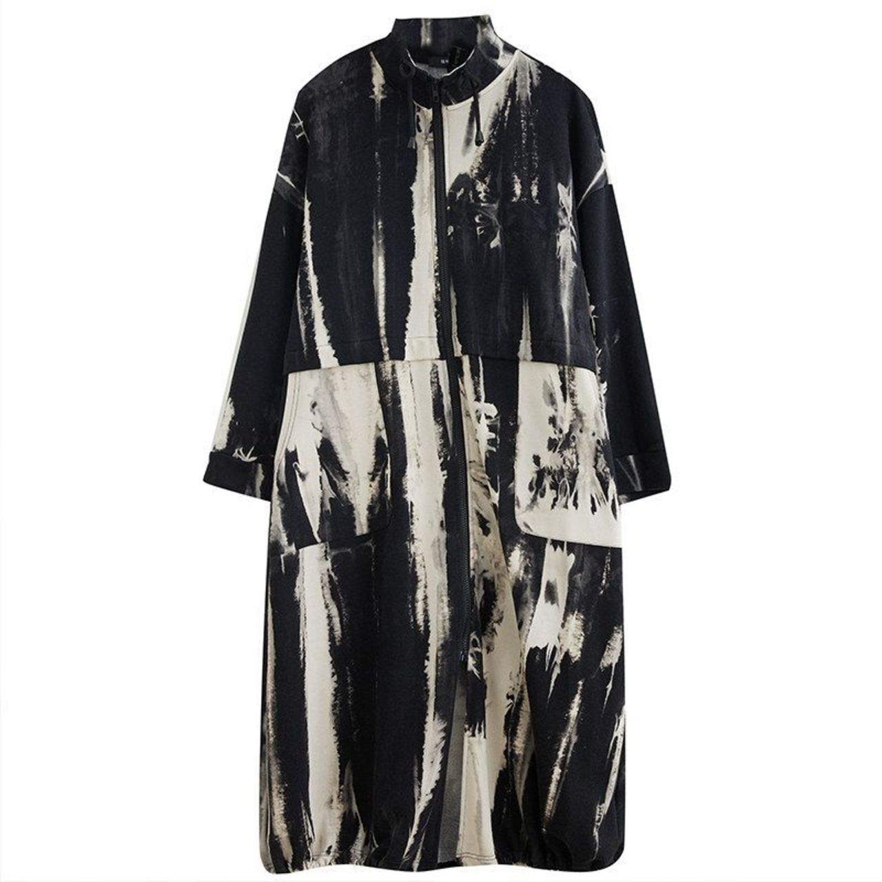 アート柄 切替 ロングアウター 60077