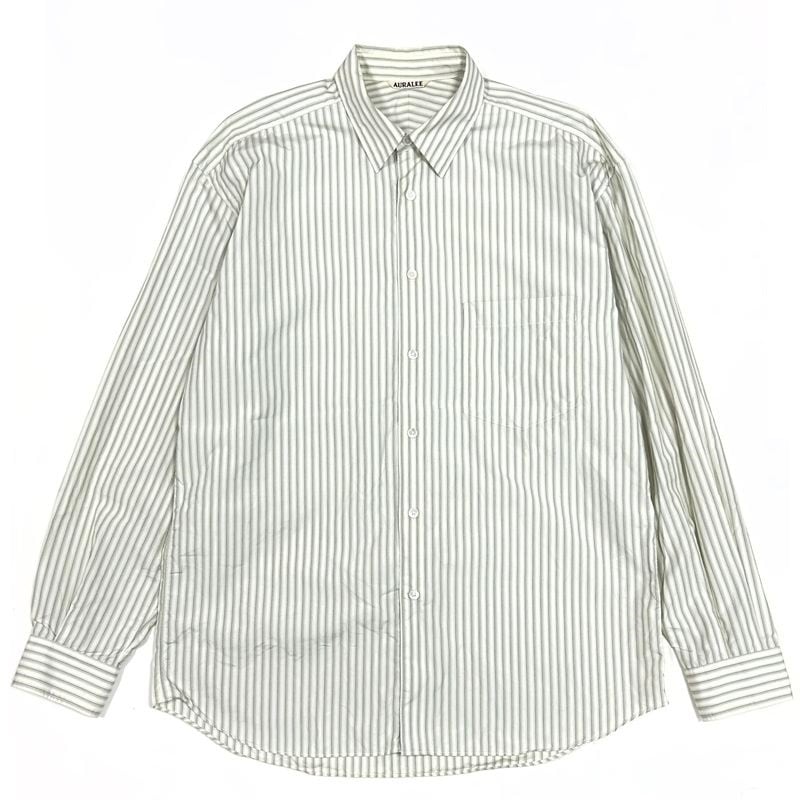 【22SS】 AURALEE オーラリー FINX STRIPE SHIRTS フィンクス ストライプ シャツ / A22SS01FS / サイズ:5  / グリーン / 長袖