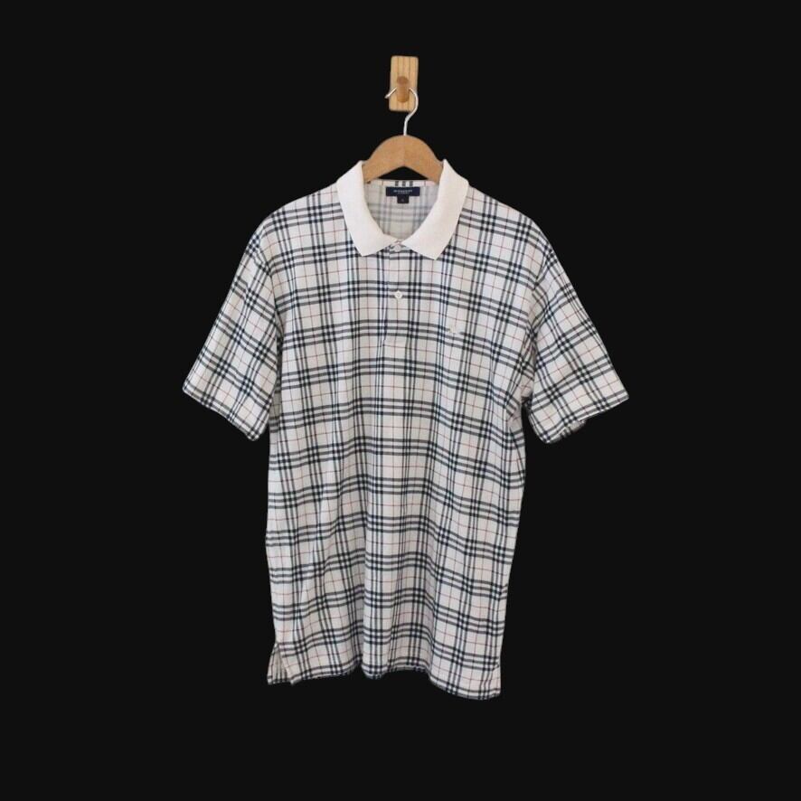 メンズ BURBERRY チェック柄ポロシャツ XS 黒/ベージュ