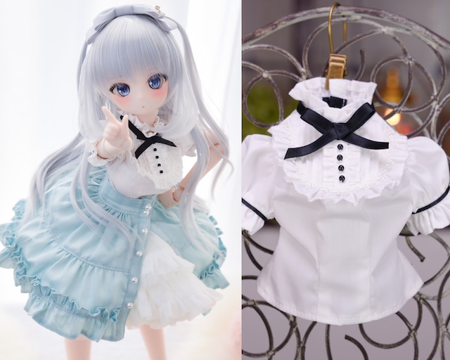 MDD【おしゃまブラウス（ホワイト&ブラックリボン）】【Oshama blouse (white & black ribbon )】