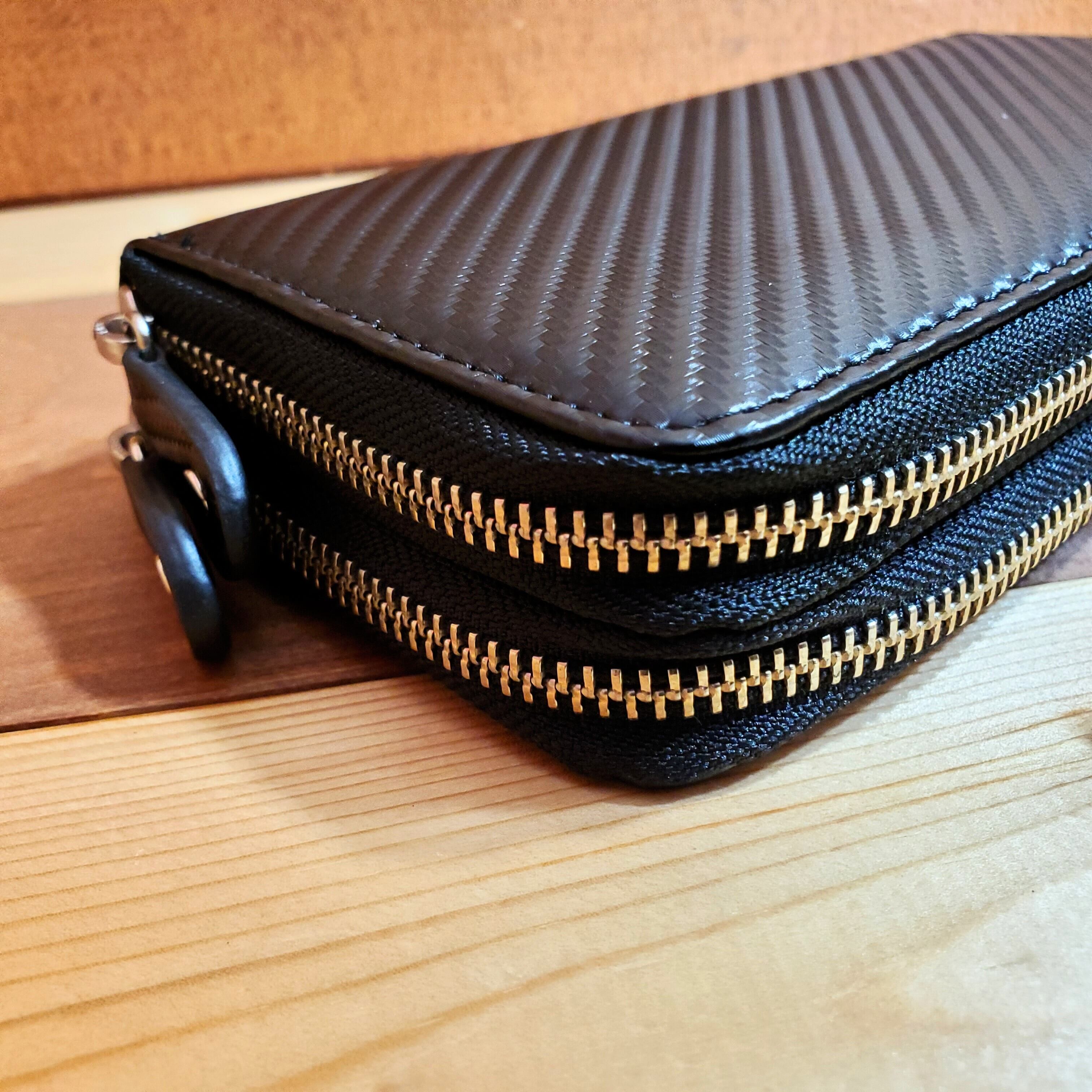 カーボンレザー ダブルファスナー長財布（bzsq-955）