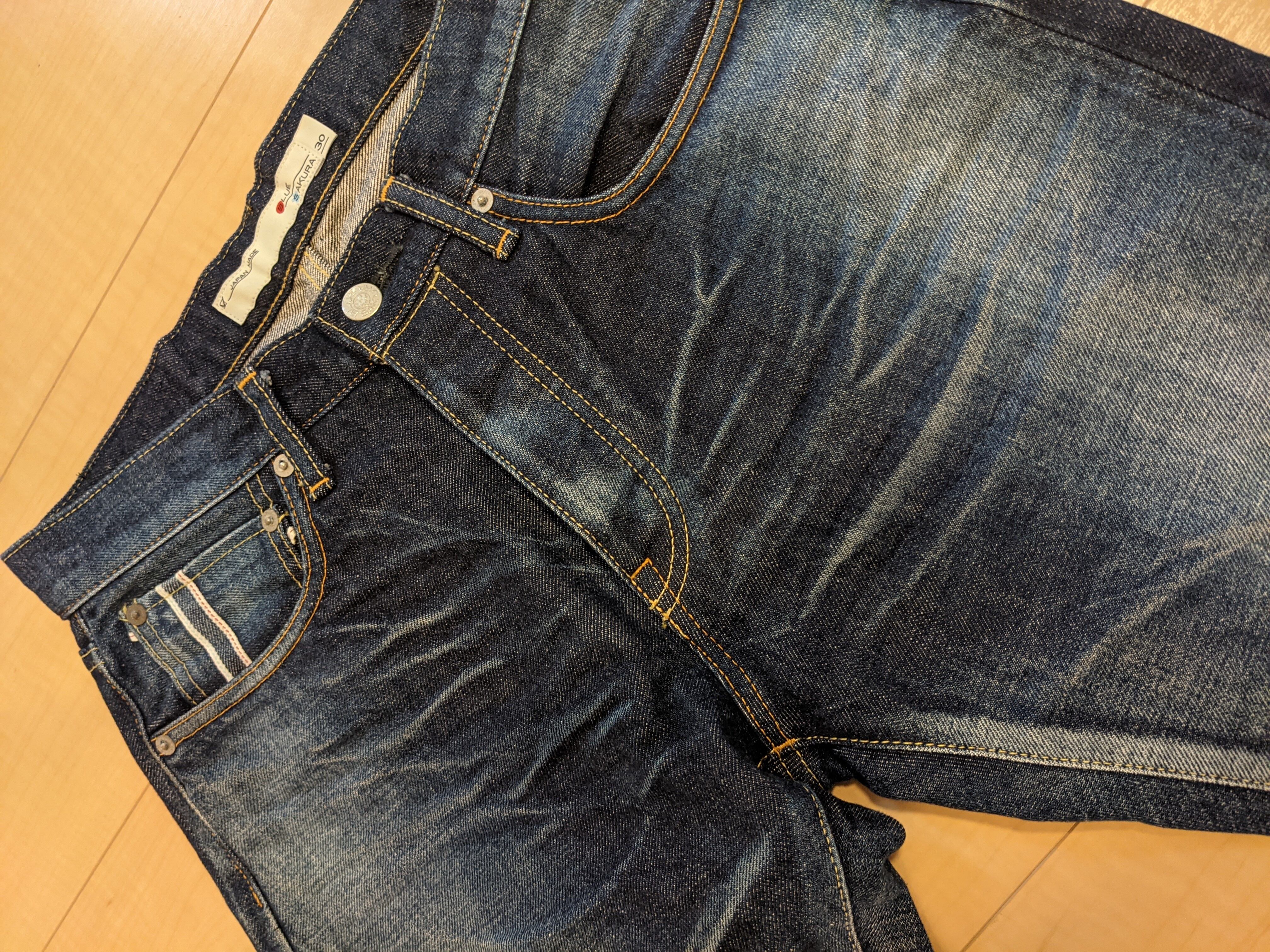 BLUE SAKURA Jeans 30inch 15oz Selvedge Jeans Used only once ブルー