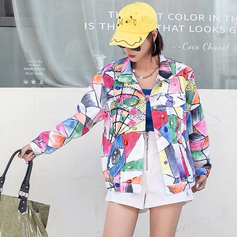 ジャケット ラインストーン レオパード ヒョウ柄 ジャケット デニム