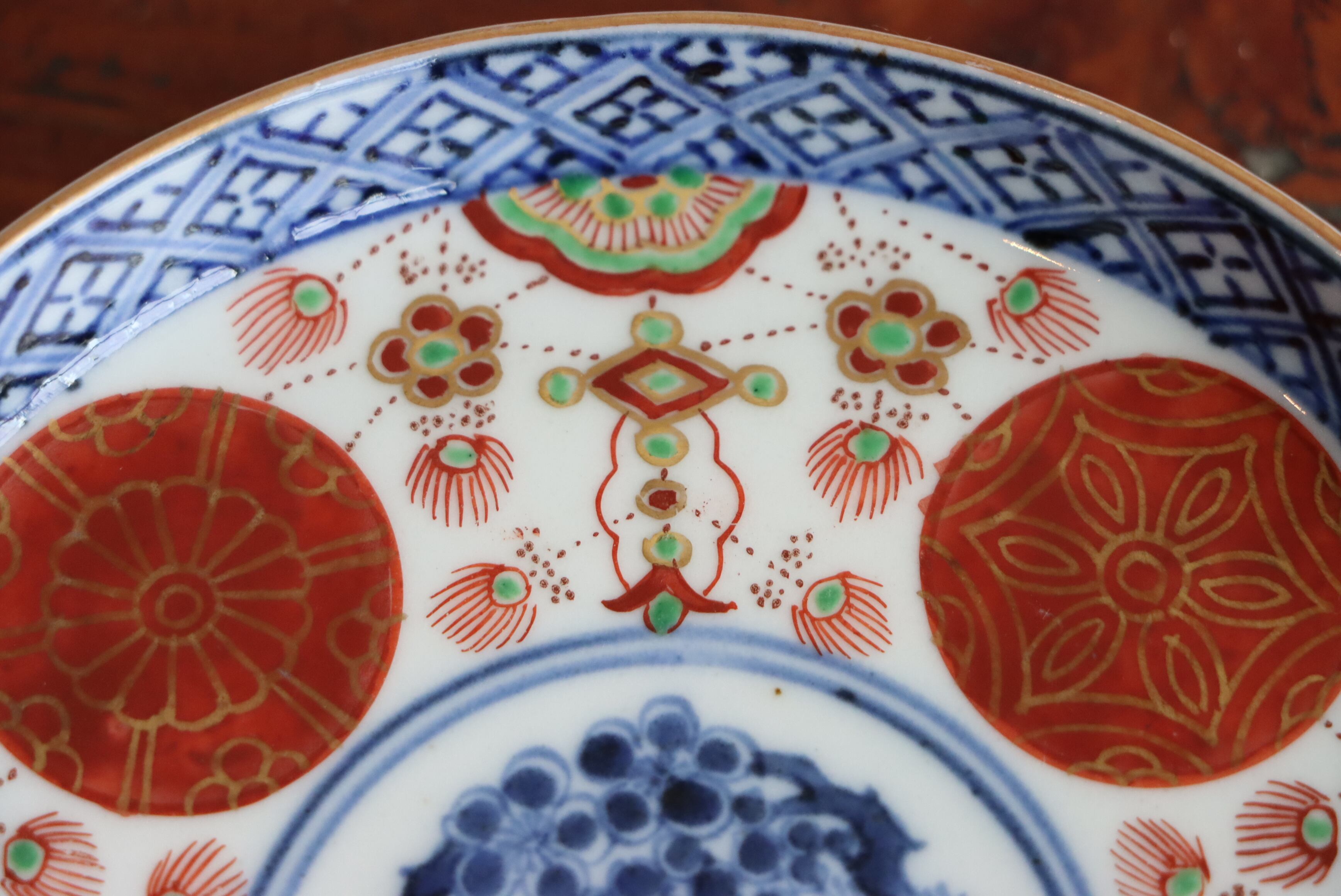 大聖寺伊万里 色絵 赤玉瓔珞文 小皿 大 通りもの/Daisyo-ji 大聖寺伊万里 色絵 赤玉瓔珞文 小皿 大 通りもの/Daisyo-ji