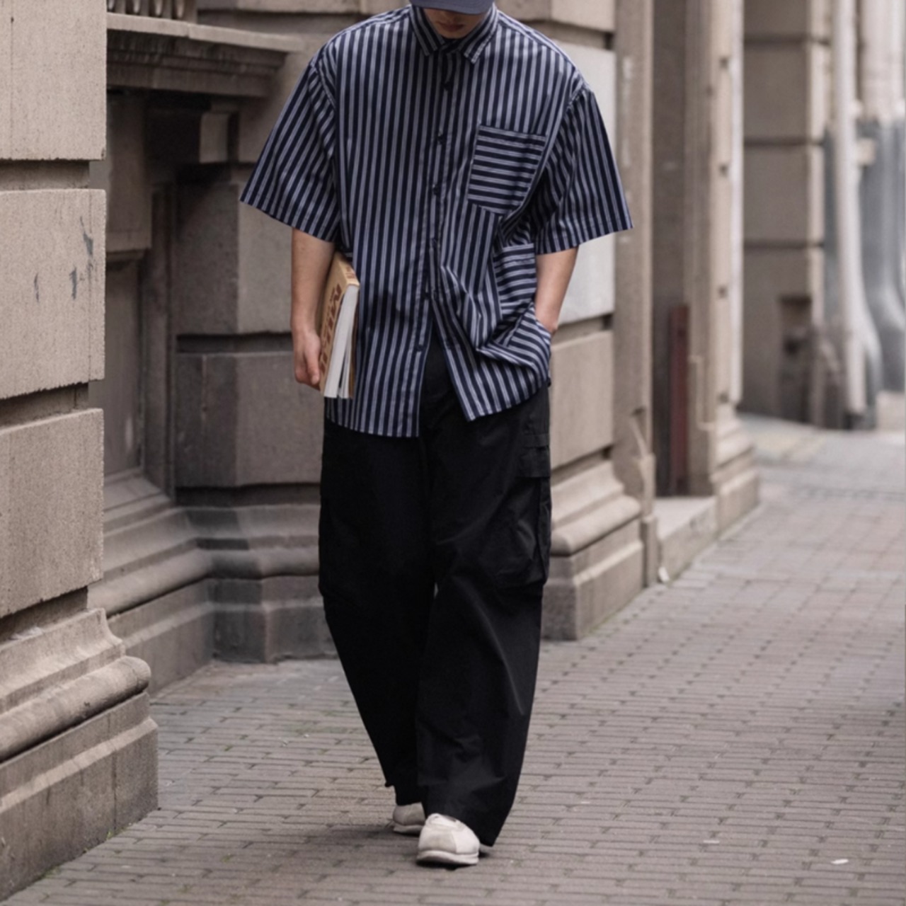 ストライプコラージュ半袖シャツ / 0720