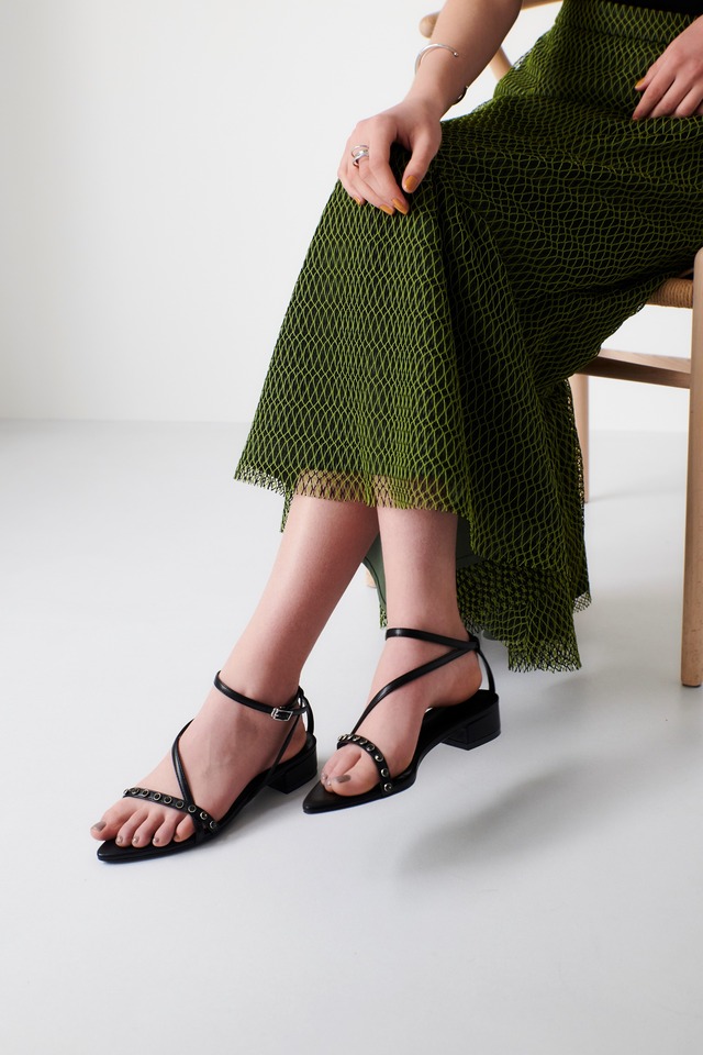 Bijou narrow flat sandals　BLACK