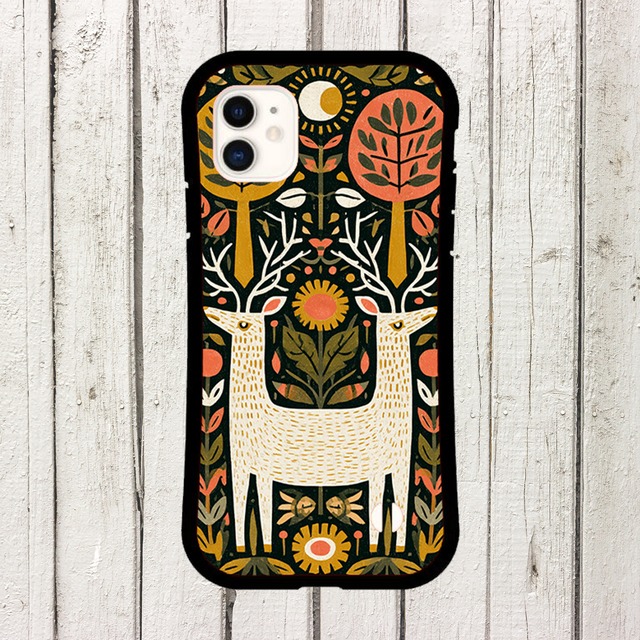 受注生産 iPhoneケース 大きな植物鉢のナイト民芸柄｜ボタニカル PSYF051B