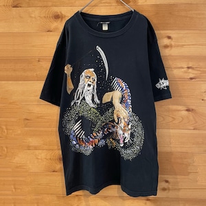 【VOLCOM】存在感のあるイラスト プリント Tシャツ ブランドロゴ バックロゴ Mサイズ  スケボー スノボー ボルコム メキシコ製 US古着 アメリカ古着