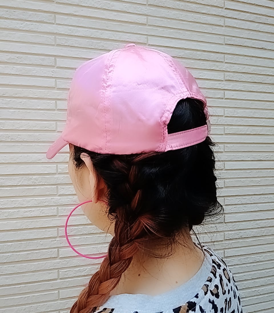 サテンキャップ ネオンピンク 帽子 ネオンカラー ベースボールキャップ フリーサイズ ダンス クラブ フェス イベント