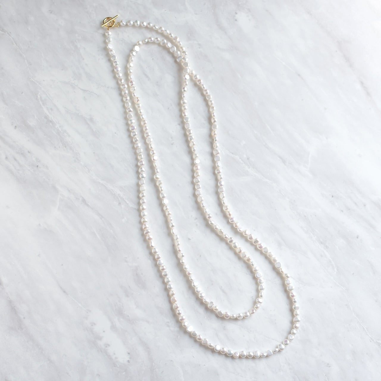 120cm ロングネックレス 淡水バロックパール / 約5.0mm 小粒パールが