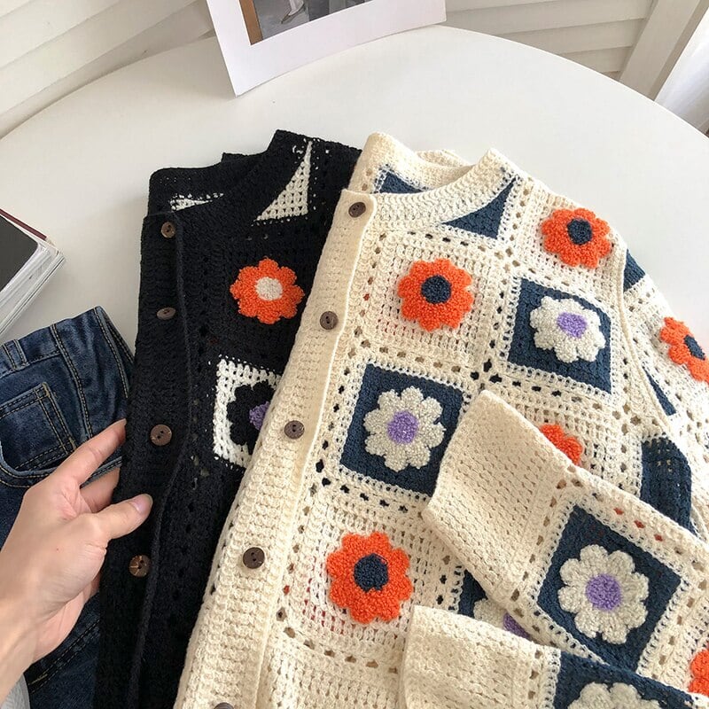 カールヘルム くすみ山吹色 雪だるまくま編み ジップアップニット